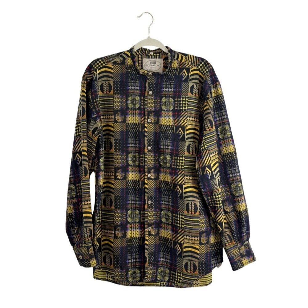 Pronto Uomo Firenze Button-Up Shirt Cotton Boho Italian Mens Size 52 / US L